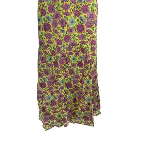 Banjanan NWT Poppy Puff Sleeve Daisy Floral Maxi Dress Size XS Yellow Purple - Picture 9 of 11